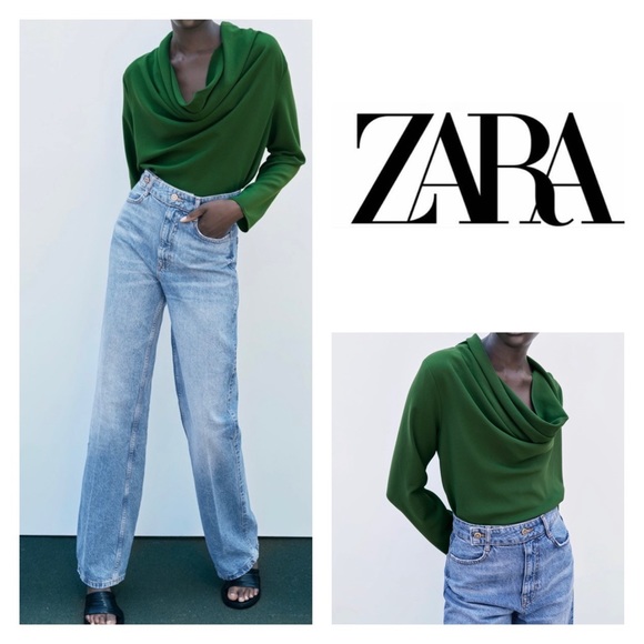 Zara Tops Zara Flowy Neckline Cowl Neck Blouse L Poshmark